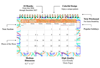 2026-2027 18 Months Standing Flip Desk Calendar Desktop Planner 011