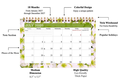 2026-2027 18 Months Standing Flip Desk Calendar Desktop Planner 013