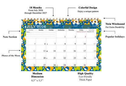 2026-2027 18 Months Standing Flip Desk Calendar Desktop Planner 015