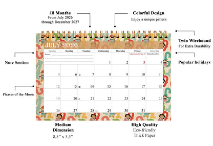 2026-2027 18 Months Standing Flip Desk Calendar Desktop Planner 010