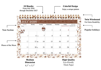 2026-2027 18 Months Standing Flip Desk Calendar Desktop Planner 020