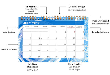 2026-2027 18 Months Standing Flip Desk Calendar Desktop Planner with To-Do List & Notes 02