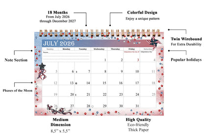 2026-2027 18 Months Standing Flip Desk Calendar Desktop Planner 08