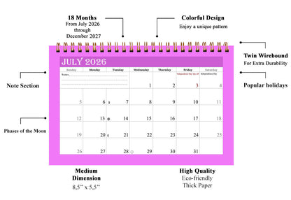 2026-2027 18 Months Standing Flip Desk Calendar Desktop Planner 05
