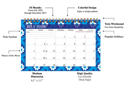 2026-2027 18 Months Standing Flip Desk Calendar Desktop Planner 07
