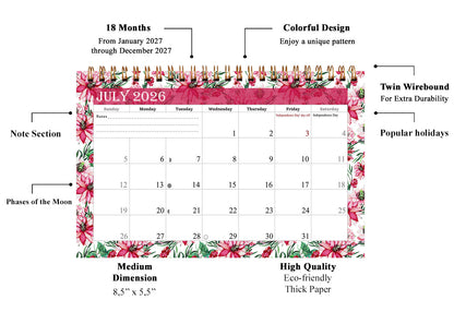 2026-2027 18 Months Standing Flip Desk Calendar Desktop Planner 012