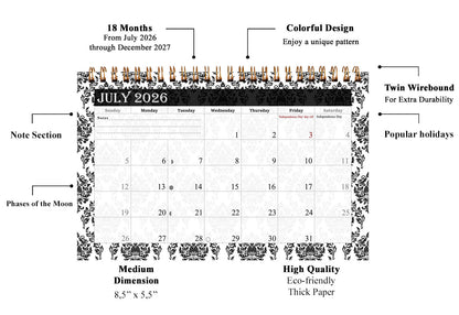 2026-2027 18 Months Standing Flip Desk Calendar Desktop Planner 019
