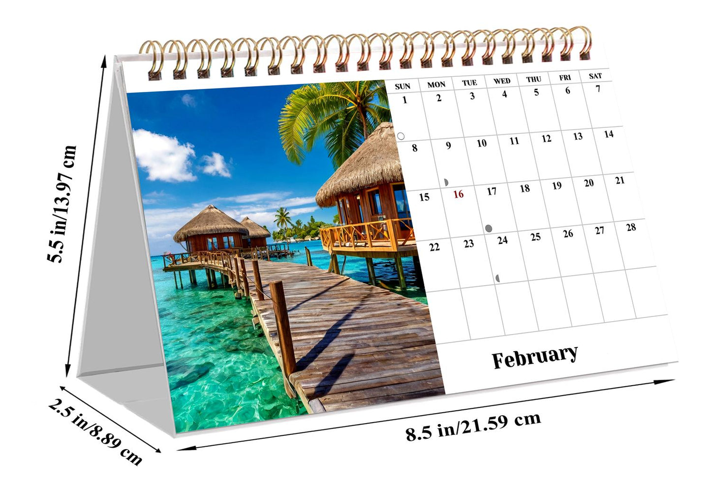 2026-12 Months Desk Calendar Desktop Planner with To-Do List (Beaches)