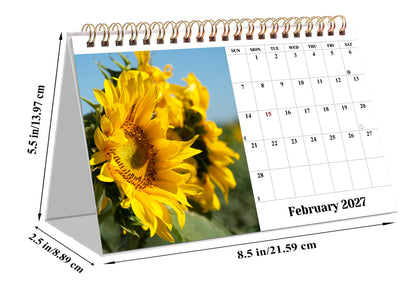 2027-12 Months Desk Calendar Desktop Planner with To-Do List (Sunflowers)