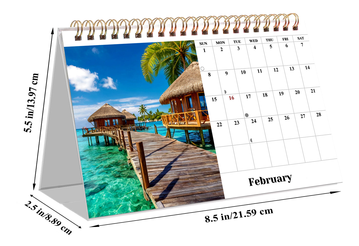 2027-12 Months Desk Calendar Desktop Planner with To-Do List (Beaches)