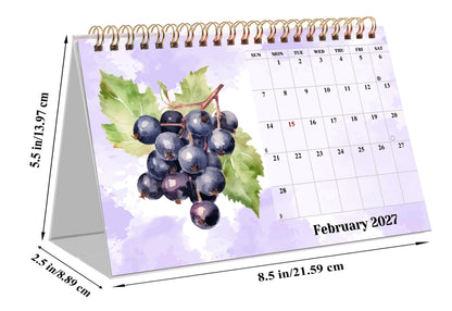 2027-12 Months Desk Calendar Desktop Planner with To-Do List (Fruits & Berries)