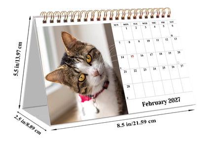 2027-12 Months Desk Calendar Desktop Planner with To-Do List (Cats)