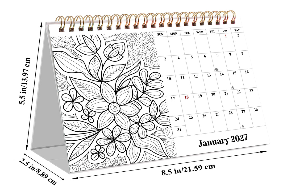 2026-2027 -18 Months Desk Calendar Desktop Planner with To-Do List (Flowers)
