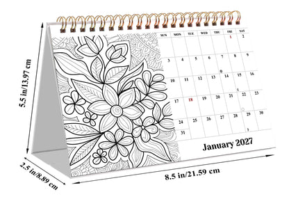 2026-2027 -18 Months Desk Calendar Desktop Planner with To-Do List (Flowers)