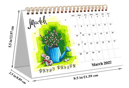 2027-12 Months Desk Calendar Desktop Planner with To-Do List (Seasons)