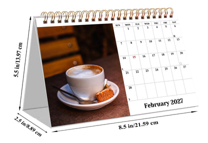 2027-12 Months Desk Calendar Desktop Planner with To-Do List (Coffee Time)