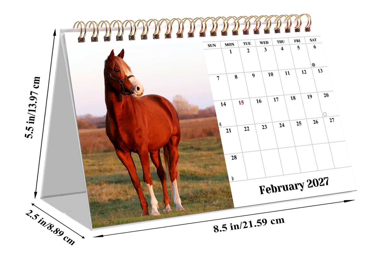 2027-12 Months Desk Calendar Desktop Planner with To-Do List (Horses)
