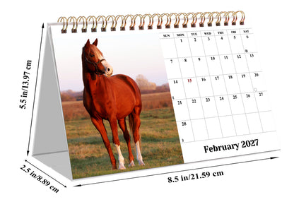 2027-12 Months Desk Calendar Desktop Planner with To-Do List (Horses)
