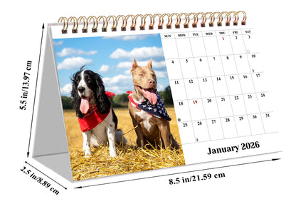2026-12 Months Desk Calendar Desktop Planner with To-Do List (Dogs)