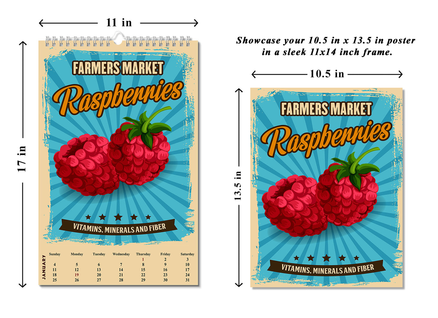 2027 Wall Oversized Art Poster Calendar Spiral-bound - Farmer Market v2