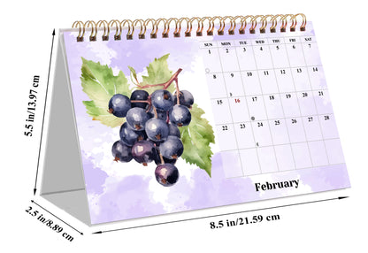 2026-12 Months Desk Calendar Desktop Planner with To-Do List (Fruits & Berries)