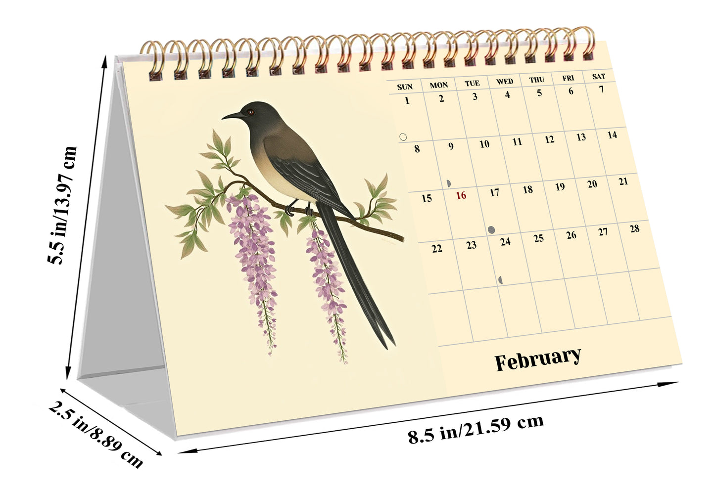 2026-12 Months Desk Calendar Desktop Planner with To-Do List (Ukioy-e Birds)