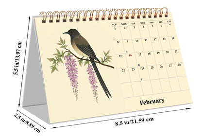 2026-12 Months Desk Calendar Desktop Planner with To-Do List (Ukioy-e Birds)