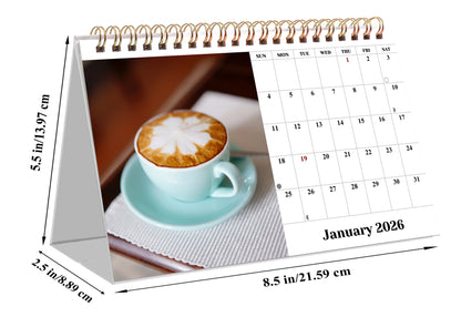 2026-12 Months Desk Calendar Desktop Planner with To-Do List (Coffee Time)