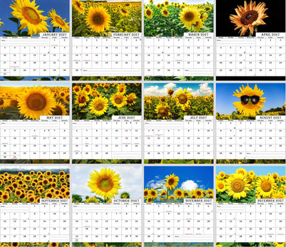 2026-2027 18 Months Standing Flip Desk Calendar Desktop Planner (Sunflowers)