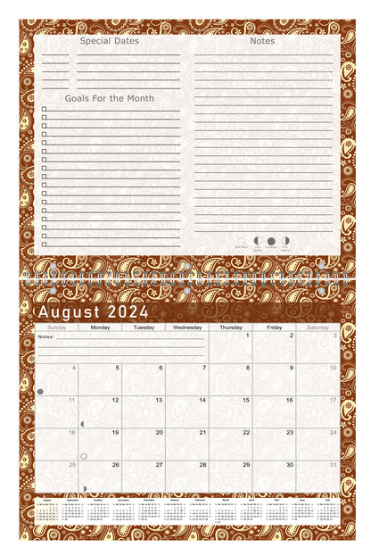 2024-2025 Academic Year 12 Months Student Calendar/Planner for Wall & Desk & 3-Ring Binder, for School, Teacher, Student (Edition #017)