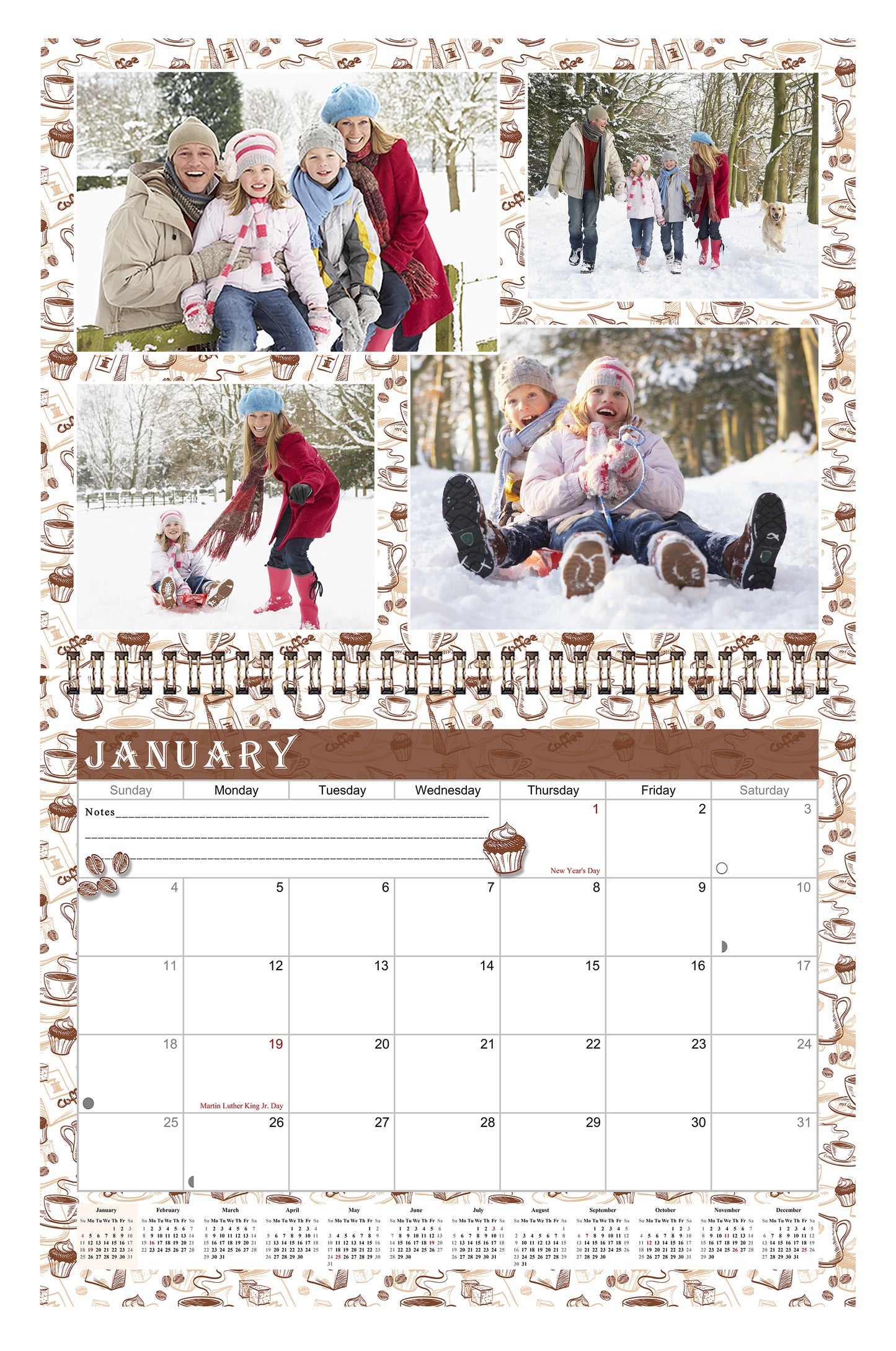 2026 Scrapbook Wall Calendar Spiral-bound (Add Your Own Photos) - 12 Months Desktop #013