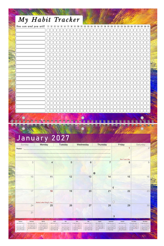 2027 Monthly Desktop/Wall Calendar/Planner - Habit Tracker - (Edition #26)