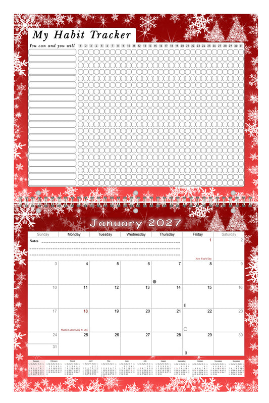 2027 Monthly Desktop/Wall Calendar/Planner - Habit Tracker - (Edition #29)