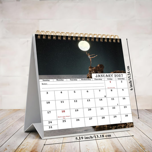 2027-12 Months Desk Calendar Desktop Planner with To-Do List (Lunar)