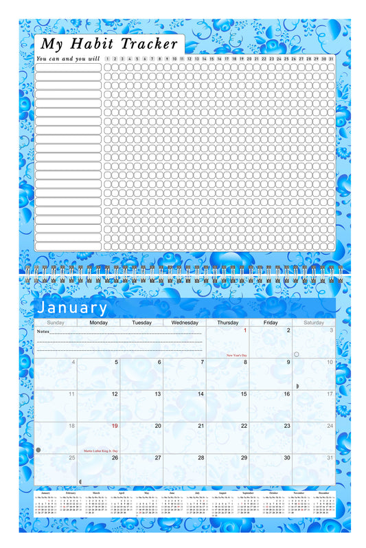 2026 Monthly Desktop/Wall Calendar/Planner - Habit Tracker - (Edition #20)