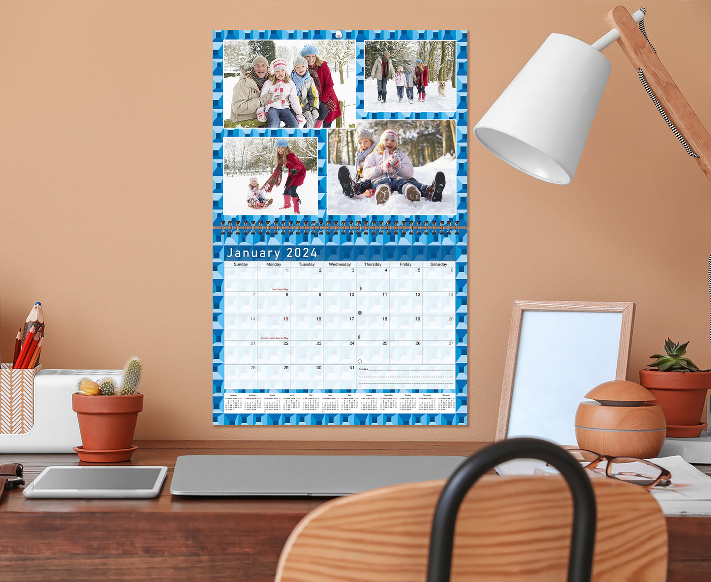 2024 Scrapbook Wall Calendar Spiral-bound (Add Your Own Photos) - 12 Months Desktop #03