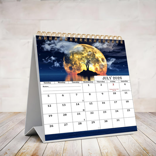 2026-2027 18 Months Standing Flip Desk Calendar Desktop Planner (Lunar)