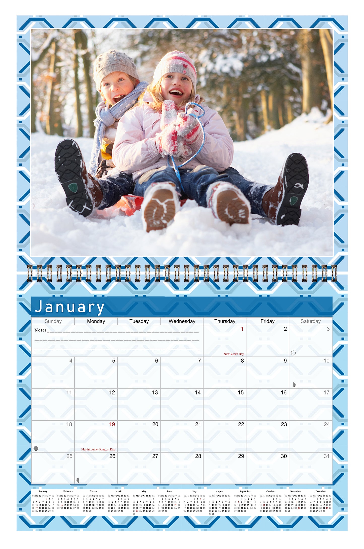 Personalized Custom 2027 Wall Calendar Spiral-bound (Add Your Photos) - 12 Months Desktop/Wall Calendar/Planner - Premium Quality 11 inches by 8.5 inches (11 x 17 Inches Open) Made in USA (Edition #04)