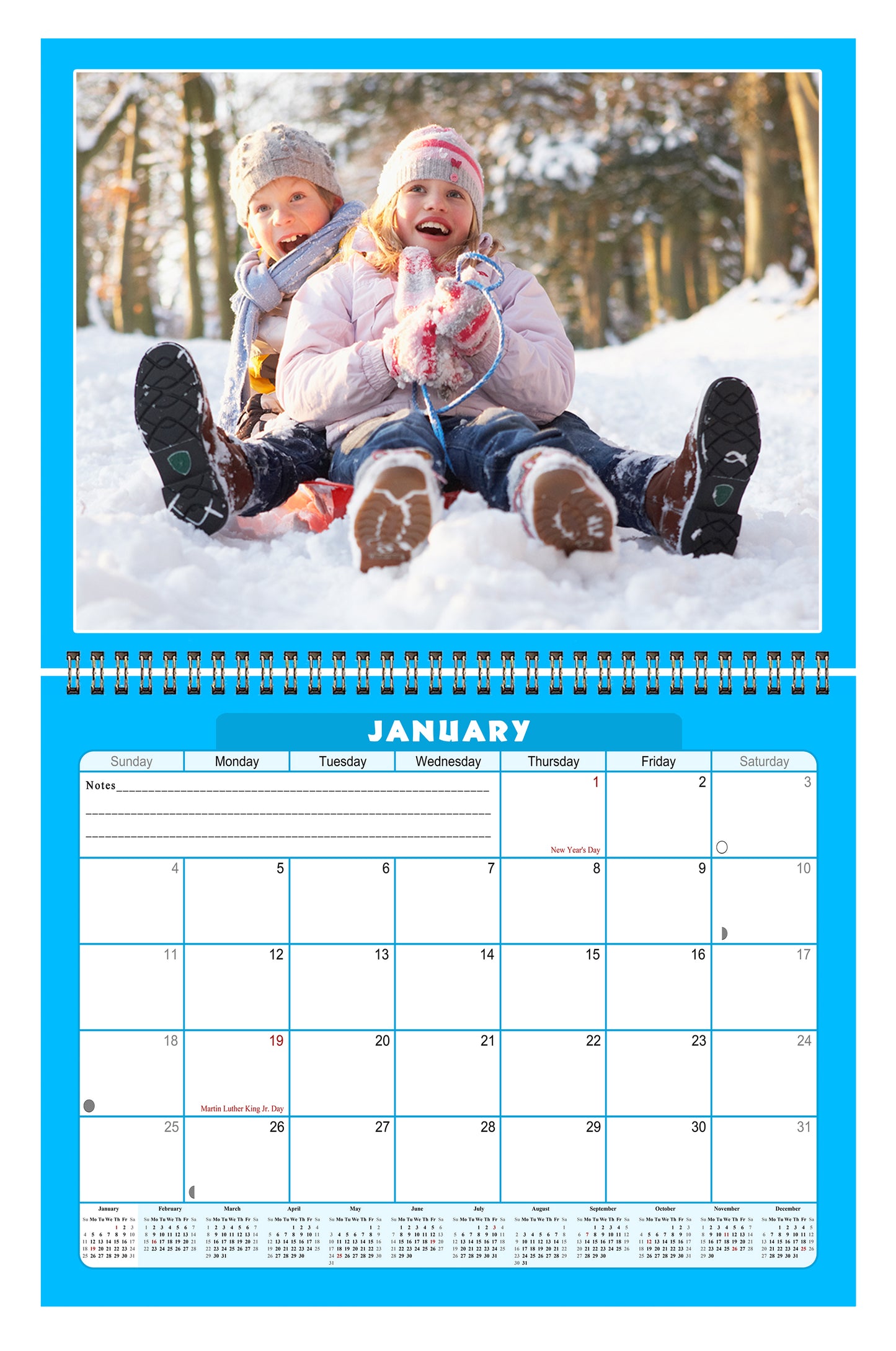 Personalized Custom 2027 Wall Calendar Spiral-bound (Add Your Photos) - 12 Months Desktop/Wall Calendar/Planner - Premium Quality 11 inches by 8.5 inches (11 x 17 Inches Open) Made in USA (Edition #05)