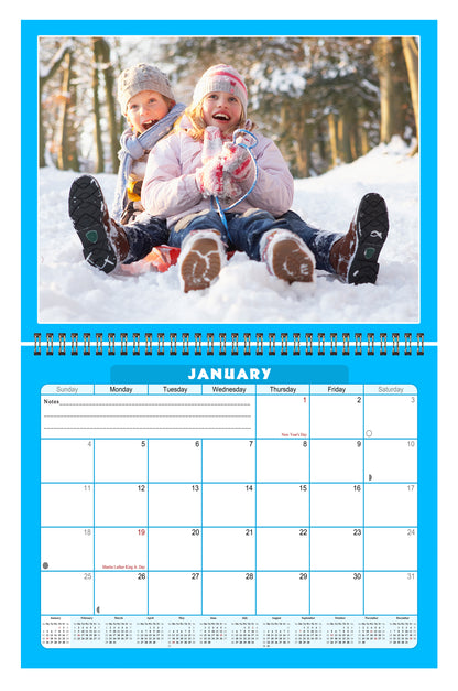Personalized Custom 2027 Wall Calendar Spiral-bound (Add Your Photos) - 12 Months Desktop/Wall Calendar/Planner - Premium Quality 11 inches by 8.5 inches (11 x 17 Inches Open) Made in USA (Edition #05)