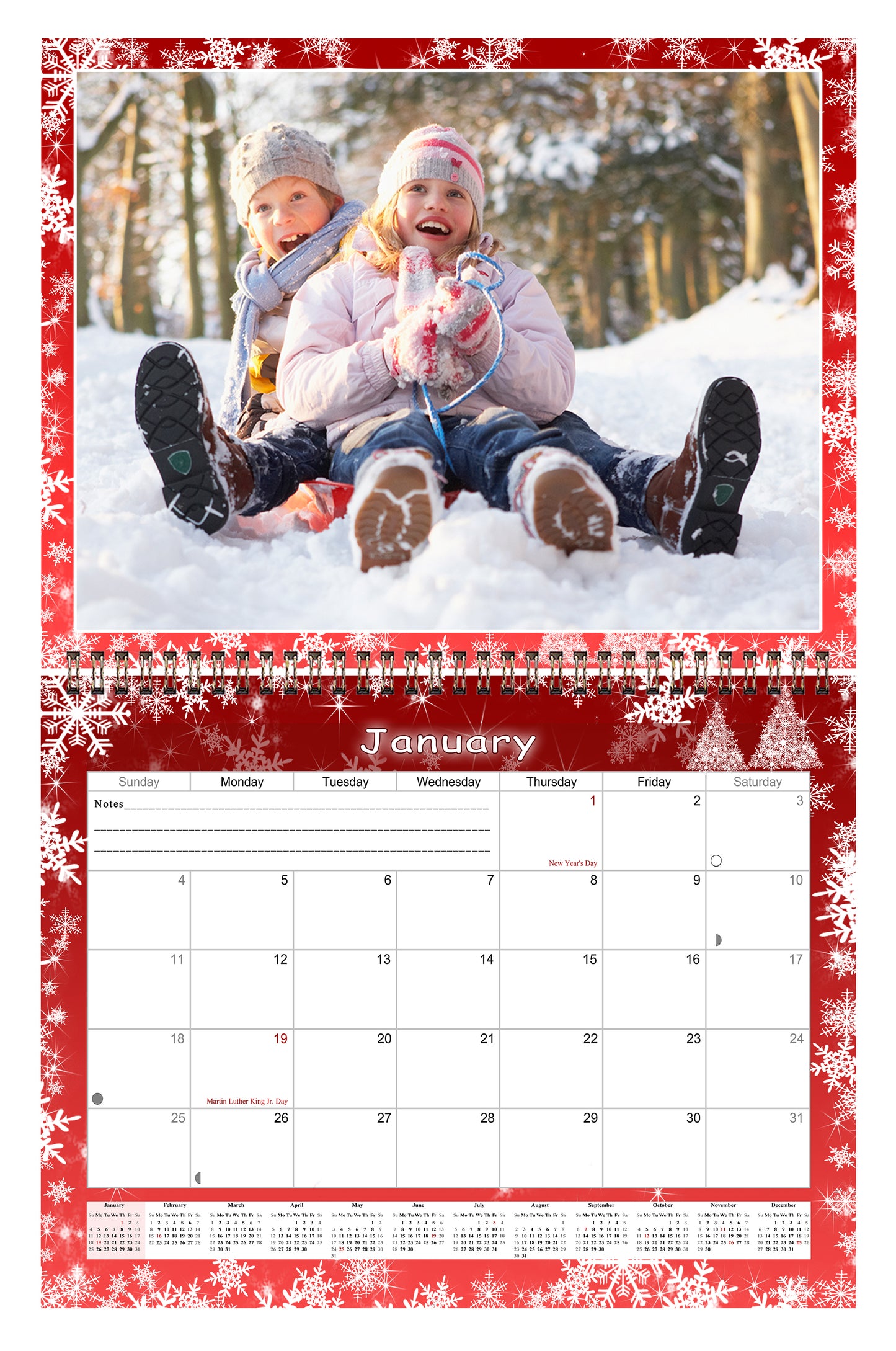Personalized Custom 2027 Wall Calendar Spiral-bound (Add Your Photos) - 12 Months Desktop/Wall Calendar/Planner - Premium Quality 11 inches by 8.5 inches (11 x 17 Inches Open) Made in USA (Edition #08)