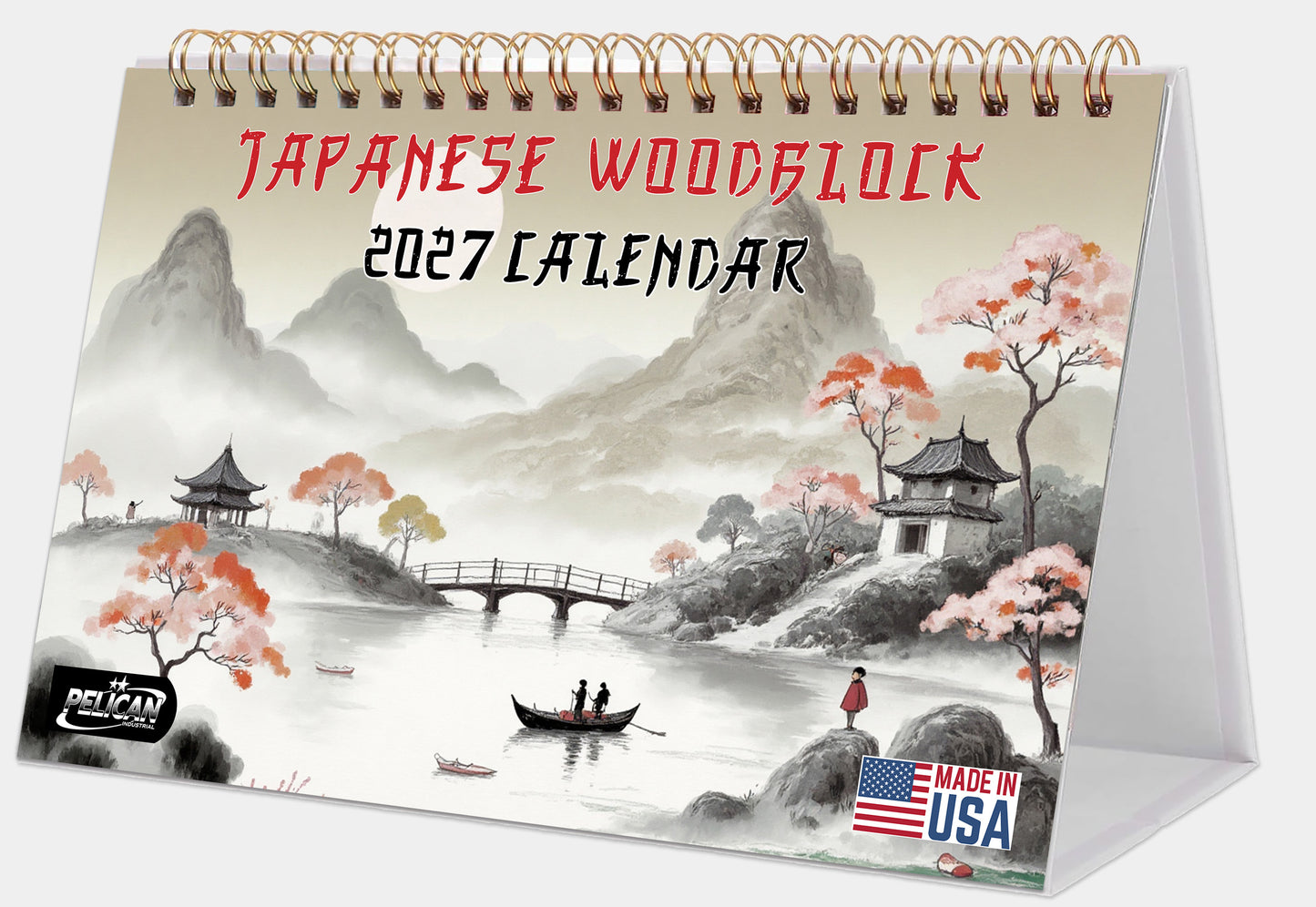 2027-12 Months Desk Calendar Desktop Planner with To-Do List (Ukioy-e Birds)
