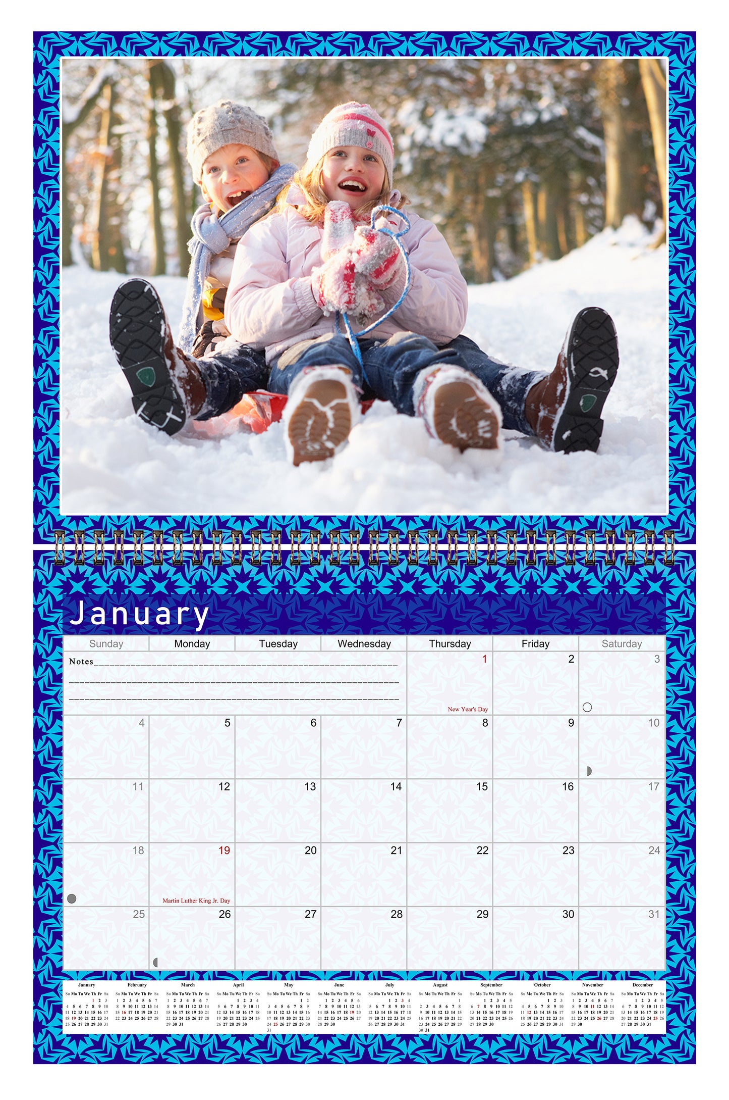Personalized Custom 2027 Wall Calendar Spiral-bound (Add Your Photos) - 12 Months Desktop/Wall Calendar/Planner - Premium Quality 11 inches by 8.5 inches (11 x 17 Inches Open) Made in USA (Edition #07)