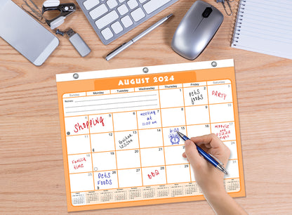 2024-2025 Academic Year 12 Months Student Calendar/Planner for 3-Ring Binder, Desk or Wall -v007