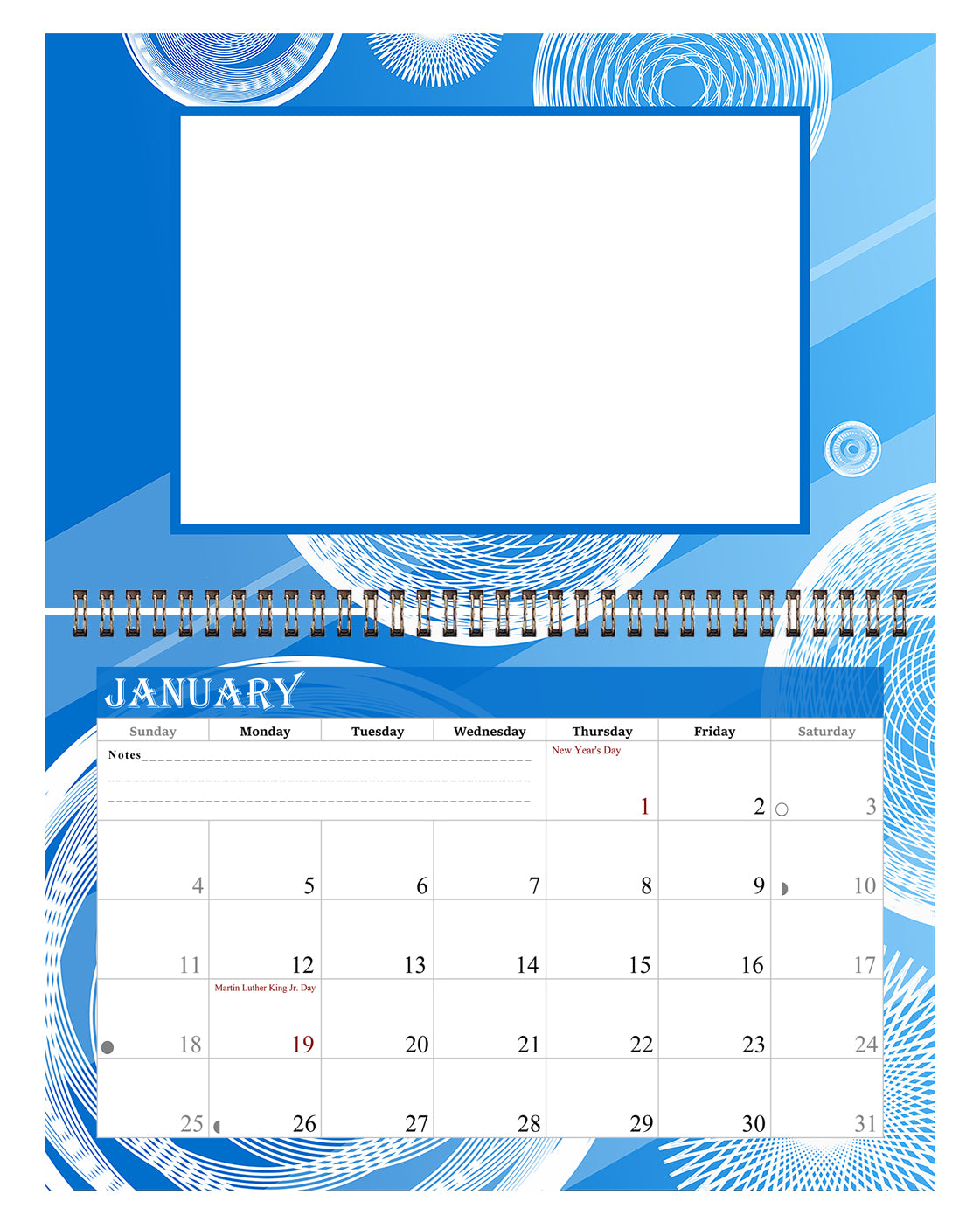 2026 Photo Frame Wall Spiral-bound Calendar (Add Your Own Photos) - 12 Months Desktop/Wall Calendar/Planner - (Edition #02).