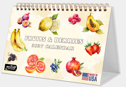 2027-12 Months Desk Calendar Desktop Planner with To-Do List (Fruits & Berries)