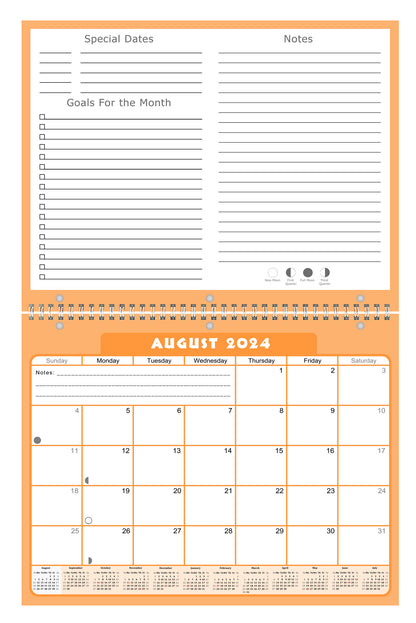 2024-2025 Academic Year 12 Months Student Calendar/Planner for Wall & Desk & 3-Ring Binder, for School, Teacher, Student (Edition #07)