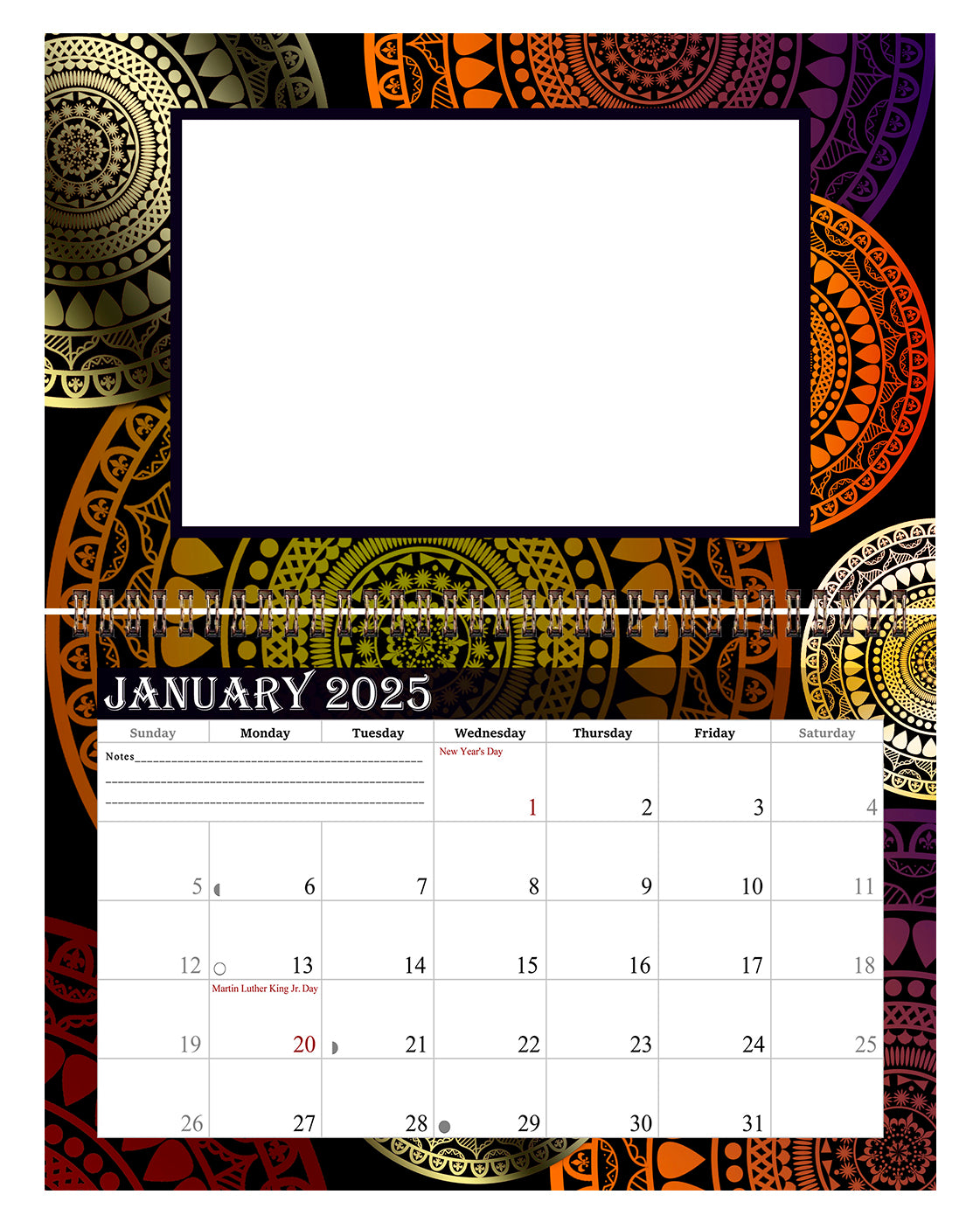 2025 Photo Frame Wall Spiral-bound Calendar (Add Your Own Photos) - 12 Months Desktop/Wall Calendar/Planner - (Edition #16)