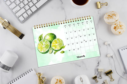 2026-12 Months Desk Calendar Desktop Planner with To-Do List (Fruits & Berries)