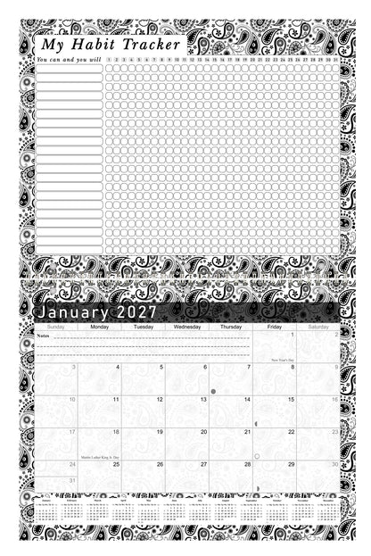 2027 Monthly Desktop/Wall Calendar/Planner - Habit Tracker - (Edition #11)